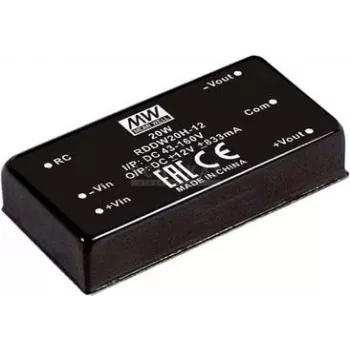 zasilacz Mean Well RDDW20H-15, 20 W, wyjście 15 V, wejście 43–160 V, RoHS