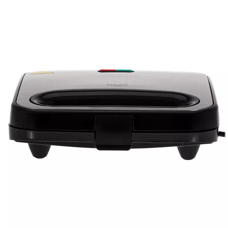Sandwich maker Adler AD 3076 — 1000 W kompaktowy opiekacz do kanapek, czarno-srebrny