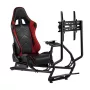 NanoRS RS160 fotel gamingowy, stojak symulatora wyścigów 3w1, PC, konsole, gracze, pokrycie ze skóry syntetycznej, stojak na kierownicę, uchwyt TV do 50 inch, maks. VESA 400x400