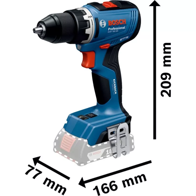 Wiertarko-wkrętarka akumulatorowa Bosch GSR 18V-65 z 2 akumulatorami 4,0 Ah