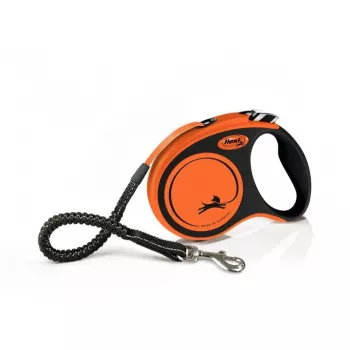 Smycz taśmowa Flexi Xtreme 5 m, pomarańczowo-czarna, średnia (do 35 kg)