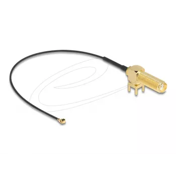 Kabel antenowy DeLOCK SMA 90° PCB jack bulkhead kabel koncentryczny 0,15 m I-PEX MHF1 Czarny Złoty