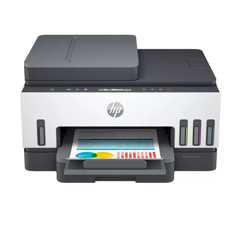 Impresora Multifuncional HP Smart Tank 750 Tinta Continua Color Wi-Fi Smart App duplex ADF Alimentador automatic