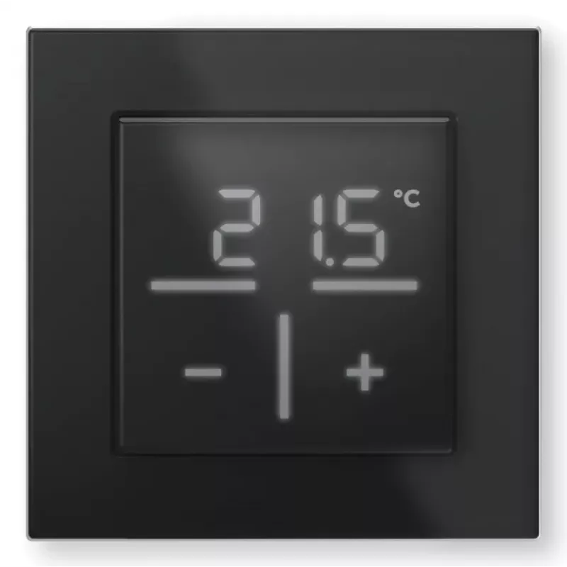 Szklany termostat ścienny Homematic IP z czujnikiem CO₂ — mechaniczny, czarny, 230 V, IP20