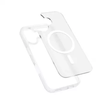 Crong Hybrid Matte Magnetic etui MagSafe do iPhone 17 — półprzezroczysty biały, PC+TPU