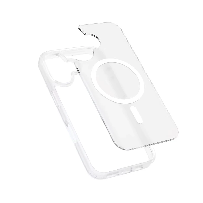 Crong Hybrid Matte Magnetic etui MagSafe do iPhone 17 — półprzezroczysty biały, PC+TPU