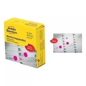 Naklejki etykietowe Avery Zweckform ETYKIETY ZF 3850 okrągłe 10 mm różowe