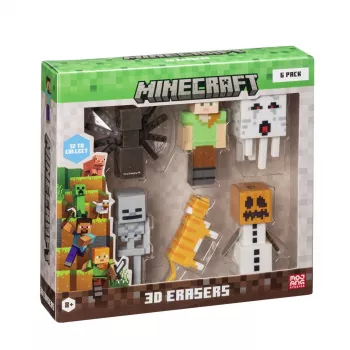 Gumki p.m.i kids world 3D Minecraft MC4060B — zestaw 6 sztuk w pudełku deluxe