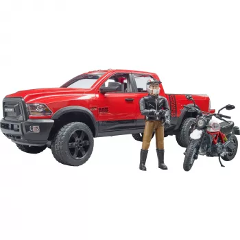 Dodge RAM 2500 Power Wagon z przyczepą i motocyklem Ducati 02502 BRUDER