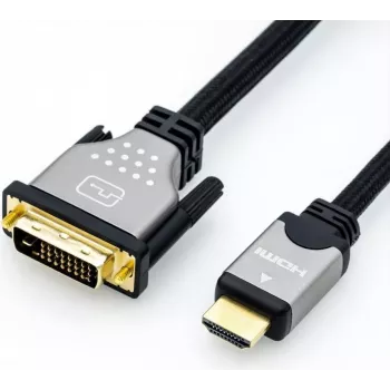 Kabel wideo adapter ROLINE 11.04.5873 5m HDMI DVI Czarny Srebrny
