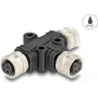 kabel splitter DeLOCK M12 T-Splitter A-coded 4 pin 1 x female to 2 x female