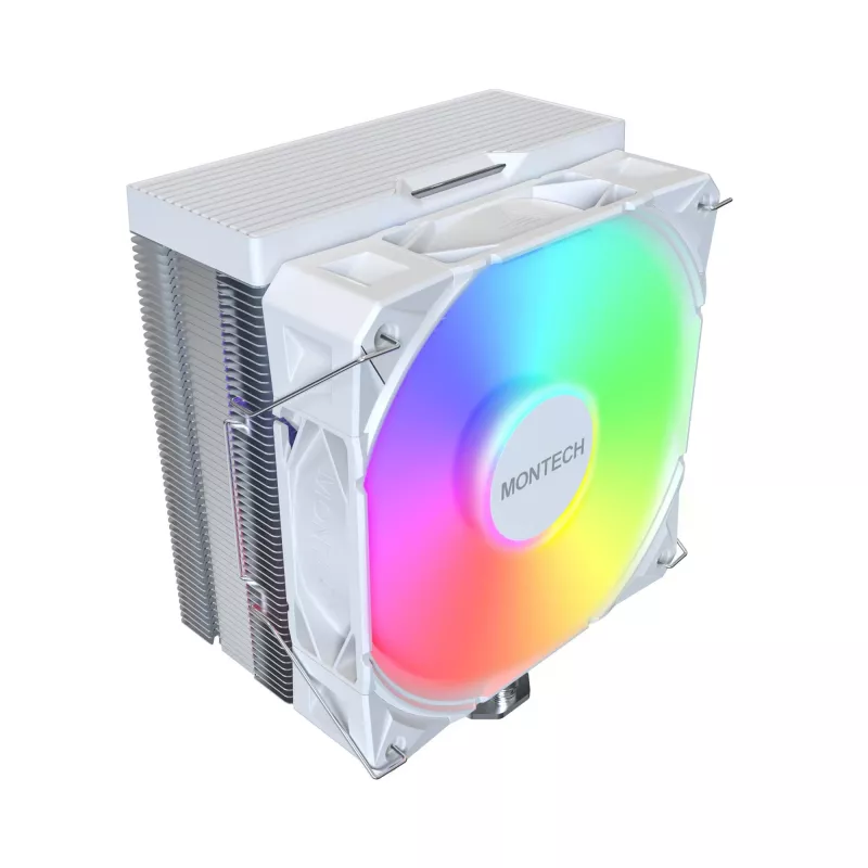 Chłodzenie powietrzne Montech NX400 ARGB 120 mm Biały — 270 W TDP, FDB, 156×74×120 mm