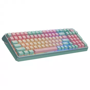Klawiatura Cooler Master MK770 mechaniczna, USB + RF bezprzewodowa + Bluetooth, QWERTY francuski, 99 klawiszy, RGB, turkusowa