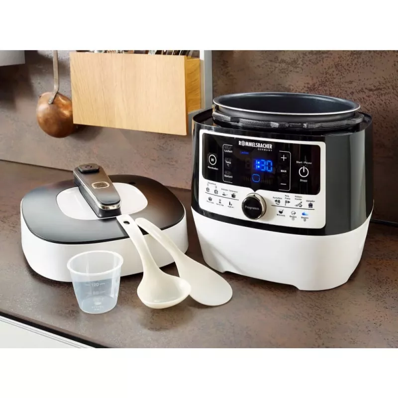 Elektryczny szybkowar Rommelsbacher MD 1000 – 4 l, 1000 W, 14 programów, biały/czarny