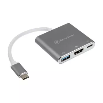 SilverStone SST-EP08C - Adapter USB 3.1 Type-C na HDMI/USB Type C/USB Type A - Srebrny