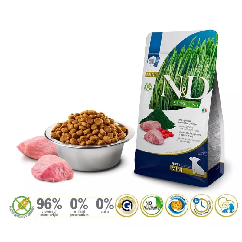 FARMINA N&D Spirulina Lamb Puppy Mini - sucha karma dla psów - 2 kg