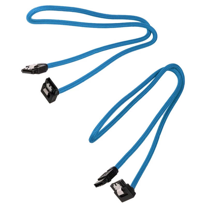 Corsair Premium Sleeved SATA-kabel kątowy, niebieski 60 cm - 2 szt.