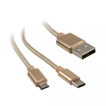 Kabel USB Akasa AK-CBUB42-12GL 1,2 m USB 2.0 USB A USB C/Micro-USB B złoty (AK-CBUB42-12GL)