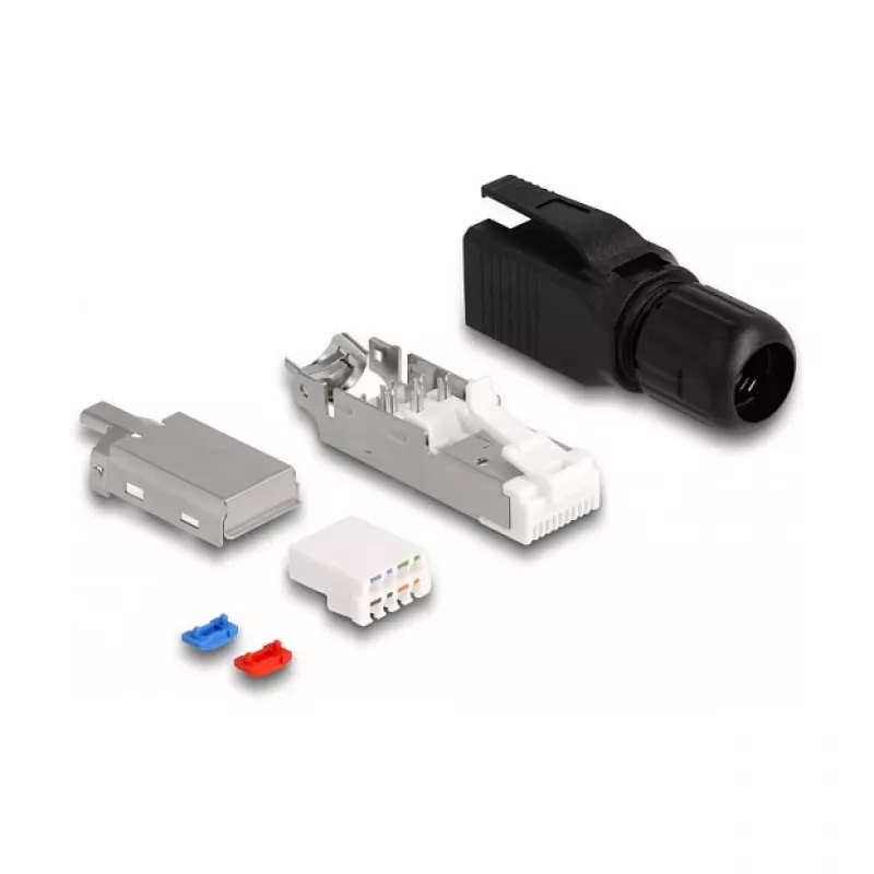DeLOCK wtyk RJ45 do montażu polowego Kat.6A czarny prosty