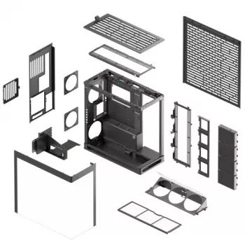 Obudowa PC HAVN HS 420 VGPU, Midi-Tower, E-ATX, szkło hartowane, kabel riser PCIe 5.0 - czarna