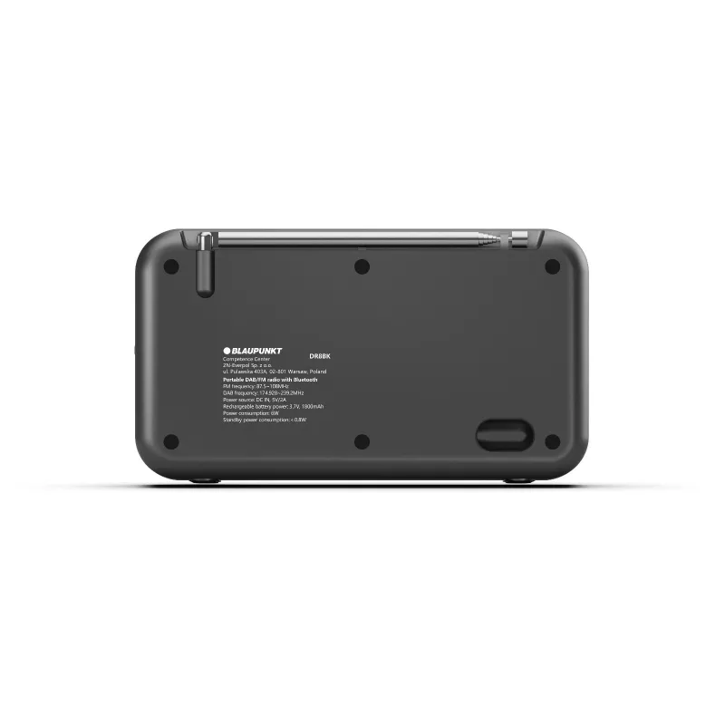 Radio z budzikiem BLAUPUNKT DR8BK — cyfrowy budzik z FM/DAB+, Bluetooth 5.3, 2 W, 1800 mAh, ładowanie USB, czarny