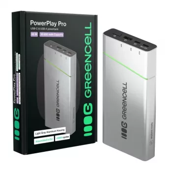 Przenośny akumulator zielony Cell BPLGC20P 20800 mAh litowo-jonowy, USB-C PD 65W, 2x USB-C + 1x USB-A, aluminiowa obudowa