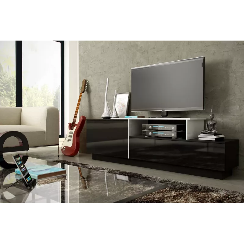 Cama szafka TV SIGMA 3 180 czarny/czarny połysk + biały