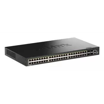 D-Link 52-portowy gigabitowy przełącznik zarządzalny Smart z możliwością stackowania PoE+ z 4 portami 10G SFP+