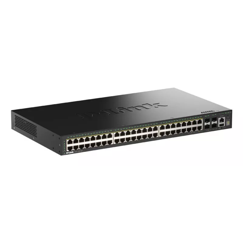 D-Link 52-portowy gigabitowy przełącznik zarządzalny Smart z możliwością stackowania PoE+ z 4 portami 10G SFP+