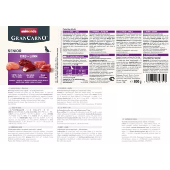Mokra karma dla psa animonda GranCarno Senior Wołowina i Jagnięcina puszka 800 g, białko 10,5%, tłuszcz 8,5%