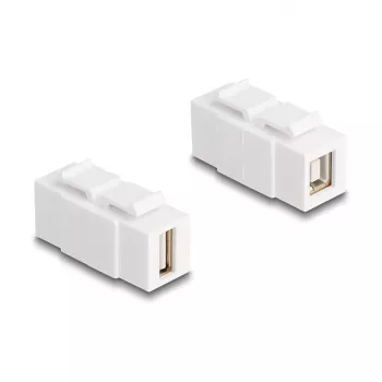 Moduł Keystone DELOCK USB 2.0 typu A żeński na typu B żeński, płaski, biały, 16,8 × 40 × 22,1 mm