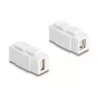 Moduł Keystone DELOCK USB 2.0 typu A żeński na typu B żeński, płaski, biały, 16,8 × 40 × 22,1 mm
