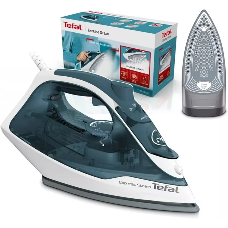 Tefal FV2839 Żelazko suche i parowe Stopa Cerilium 2400 W Niebieski, Biały