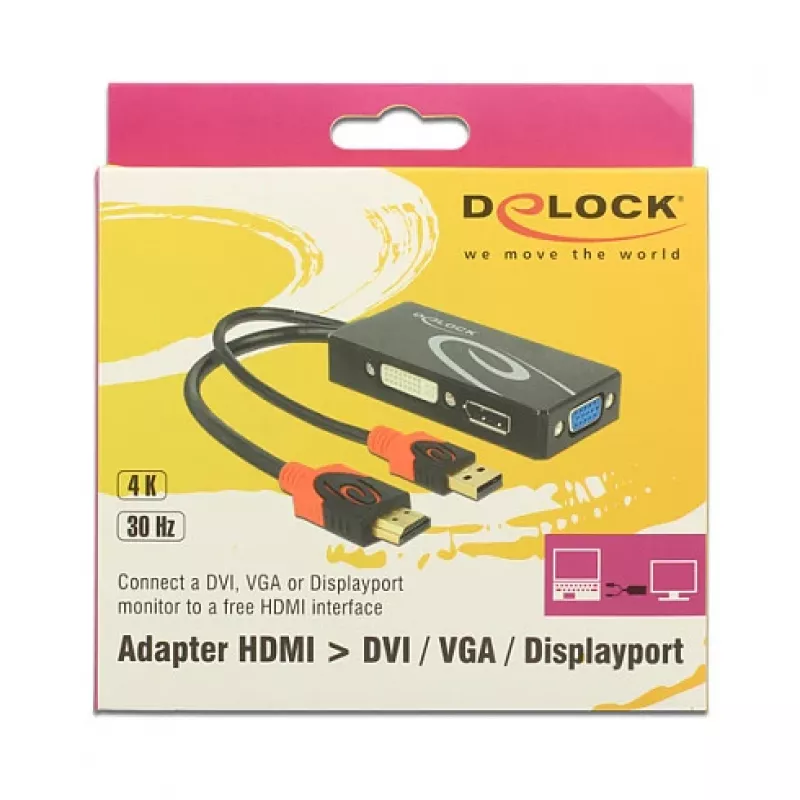 Kabel przejściowy wideo DeLOCK 62959 HDMI USB DVI-I VGA 0,135 m