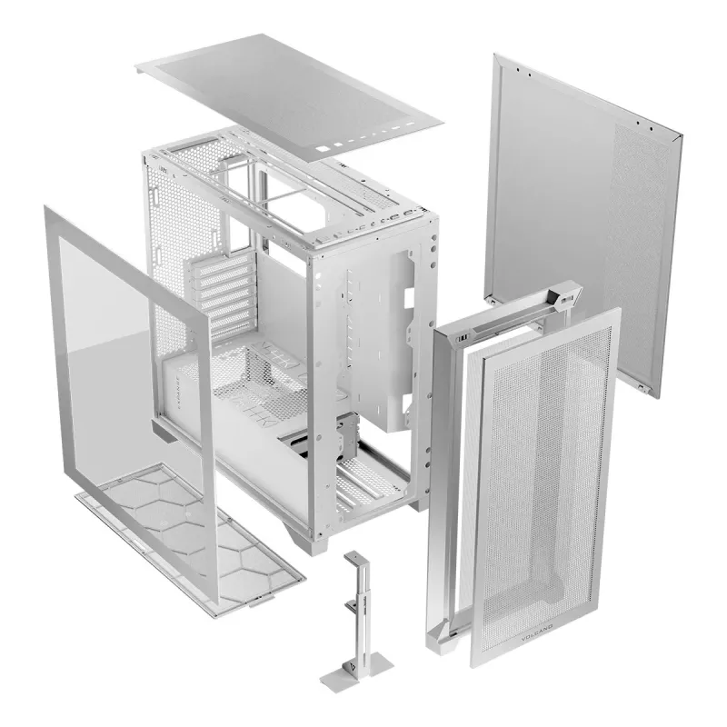 Obudowa PC MODECOM VOLCANO EXPANSE S MIDI Tower — Biała, microATX, szkło hartowane, USB-C, obsługa GPU 430 mm