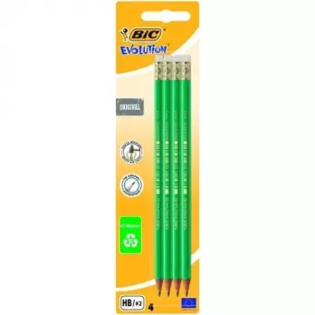 Ołówki BIC EVOLUTION Oryginalny z gumką, HB, zestaw 4 szt. 049012