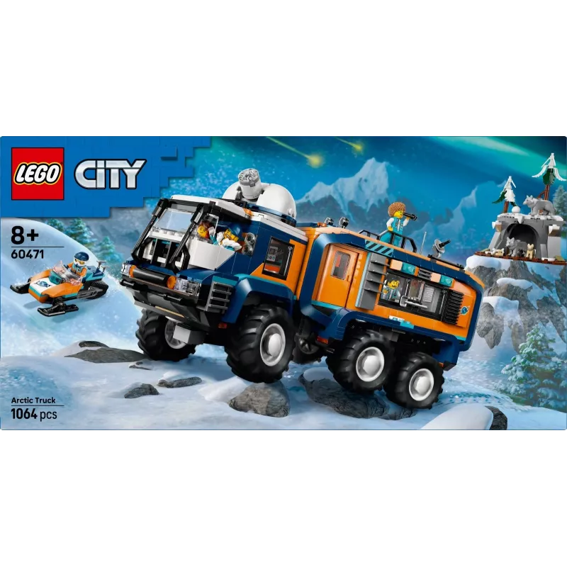 LEGO City Arctic Explorer Truck 60471 — zestaw 1064 elementów z 4 minifigurkami, mobilnym laboratorium, dla dzieci od 8 lat