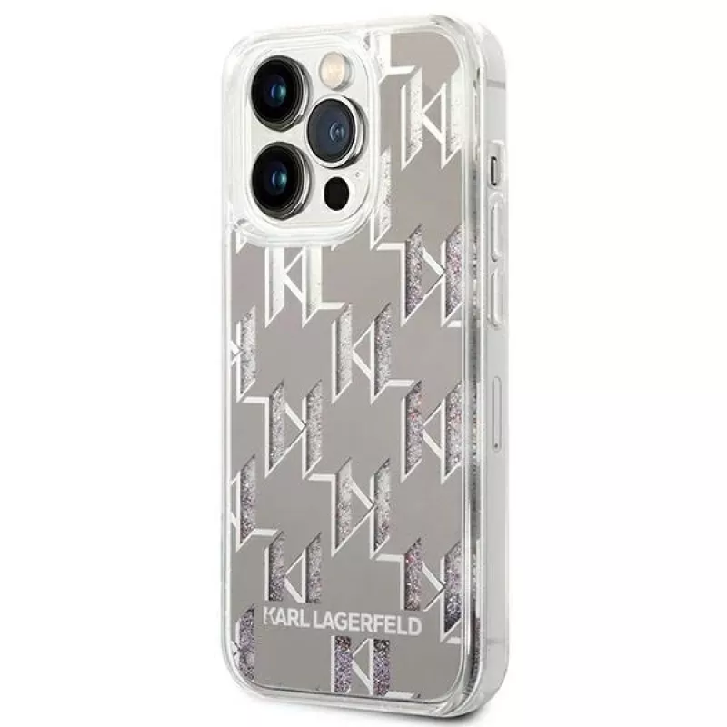 Karl Lagerfeld KLHCP14XLMNMS Etui twarde do iPhone 14 Pro Max 6,7 srebrny / srebrny Liquid Glitter Monogram