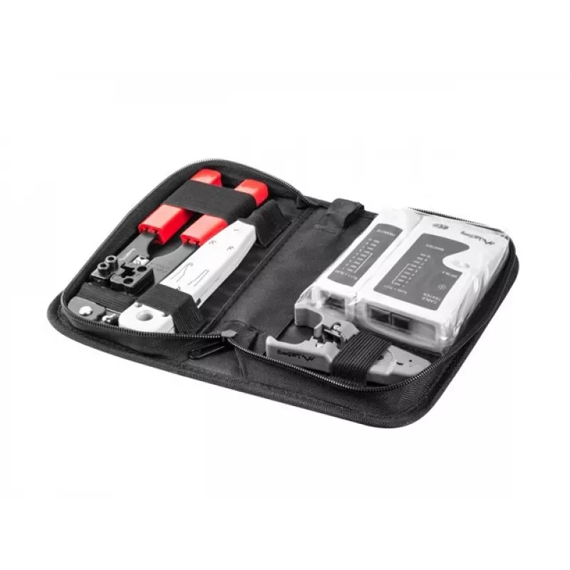 Zestaw narzędzi sieciowych LANBERG Tester Stripper Crimper NT-0301 – obsługa złączy RJ-12