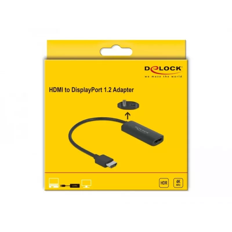 Adapter HDMI-A męski na DisplayPort żeński 4K 60 Hz DeLOCK 63206