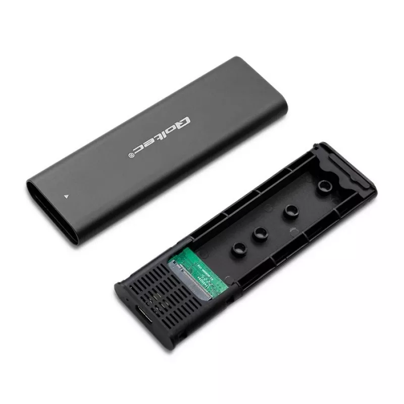 Obudowa SSD QOLTEC 50312 Czarna dla pojedynczego dysku M.2 SATA, USB Type-C (USB 2.0 / 3.2 Gen 1)