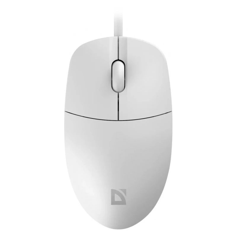 Mysz przewodowa DEFENDER AZORA MB-24 — symetryczna optyczna USB, 1200 DPI, 3 tryby rozdzielczości, biała, 109×86×34 mm