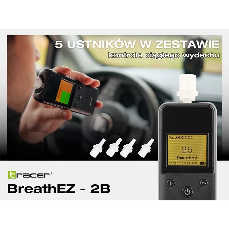 Tracer BreathEZ-2B Półprzewodnikowy alkomat, Czarny