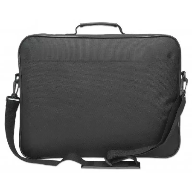 Torba na laptopa Manhattan Cambridge 17,3 inch, konstrukcja clamshell, czarna, NISKOKOSZTOWA, kieszeń na akcesoria, kieszeń na dokumenty z tyłu, pasek na ramię (odpinany), odpowiednik Targus CN418EU, futerał na notebook, trzyletnia gwarancja