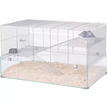 Klatka ZOLUX Neolife 80 (model 205664GRI) dla myszy i szczurów — 780×450×480 mm, tworzywo sztuczne, rozstaw prętów 9 mm, zawiera miskę, szara