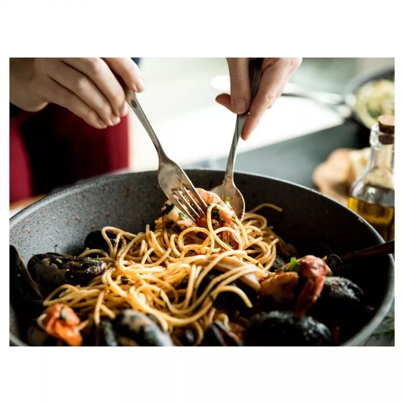 Wok/patelnia do stir-fry Ballarini 75002-815-0 okrągła antracytowa 30 cm, aluminium, 6-warstwowa powłoka nieprzywierająca granit/tytan