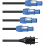 Kabel zasilający EUROLITE P-Con 1-4 3x2.5mm² — rozgałęźnik sieciowy do zasilania wielu urządzeń