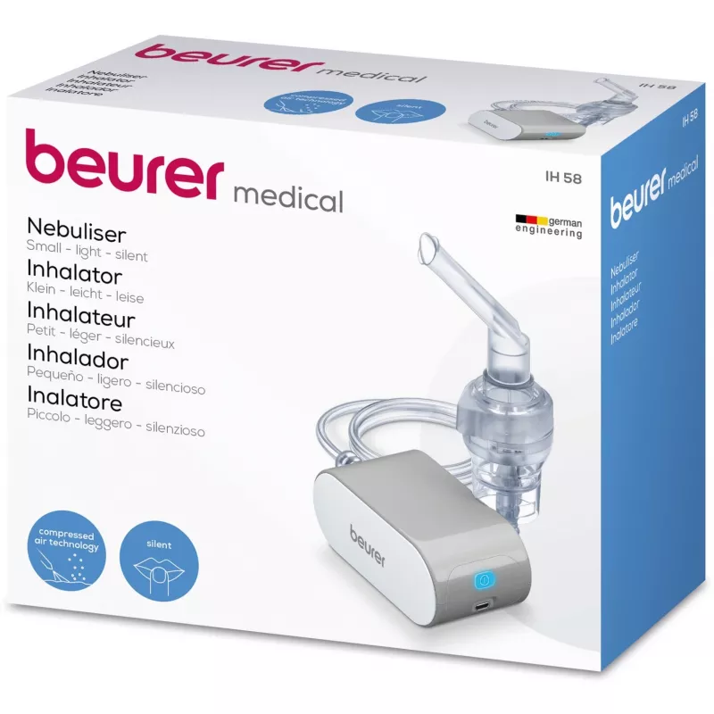 Przenośny nebulizator Beurer IH5 — inhalator z regulowanym poziomem mgiełki, model 60202