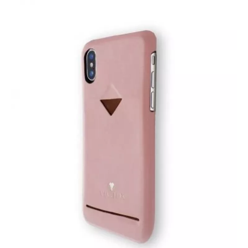 Card Slot Back Shell VixFox do iPhone X/XS — różowe etui ochronne z kieszonką na karty
