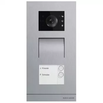 System wideodomofonowy Busch-Jaeger A21381P2-S-03 — jednostka zewnętrzna ze stali nierdzewnej, przyciski, 135×29×277 mm, srebrny